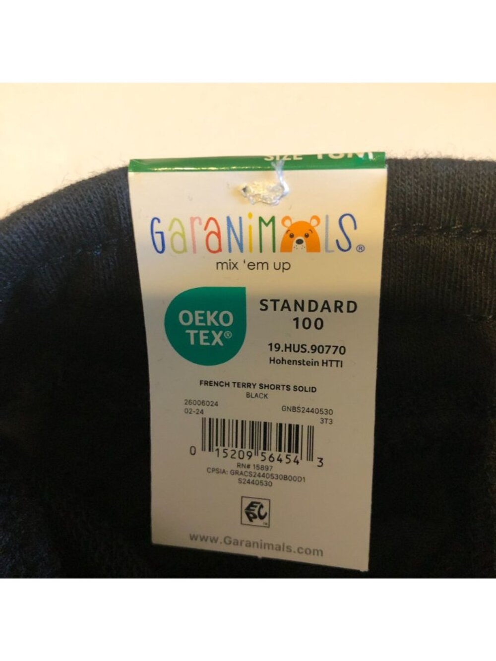 Garanimals 18M Black French Terry Shorts For Kids - Picture 3 of 5